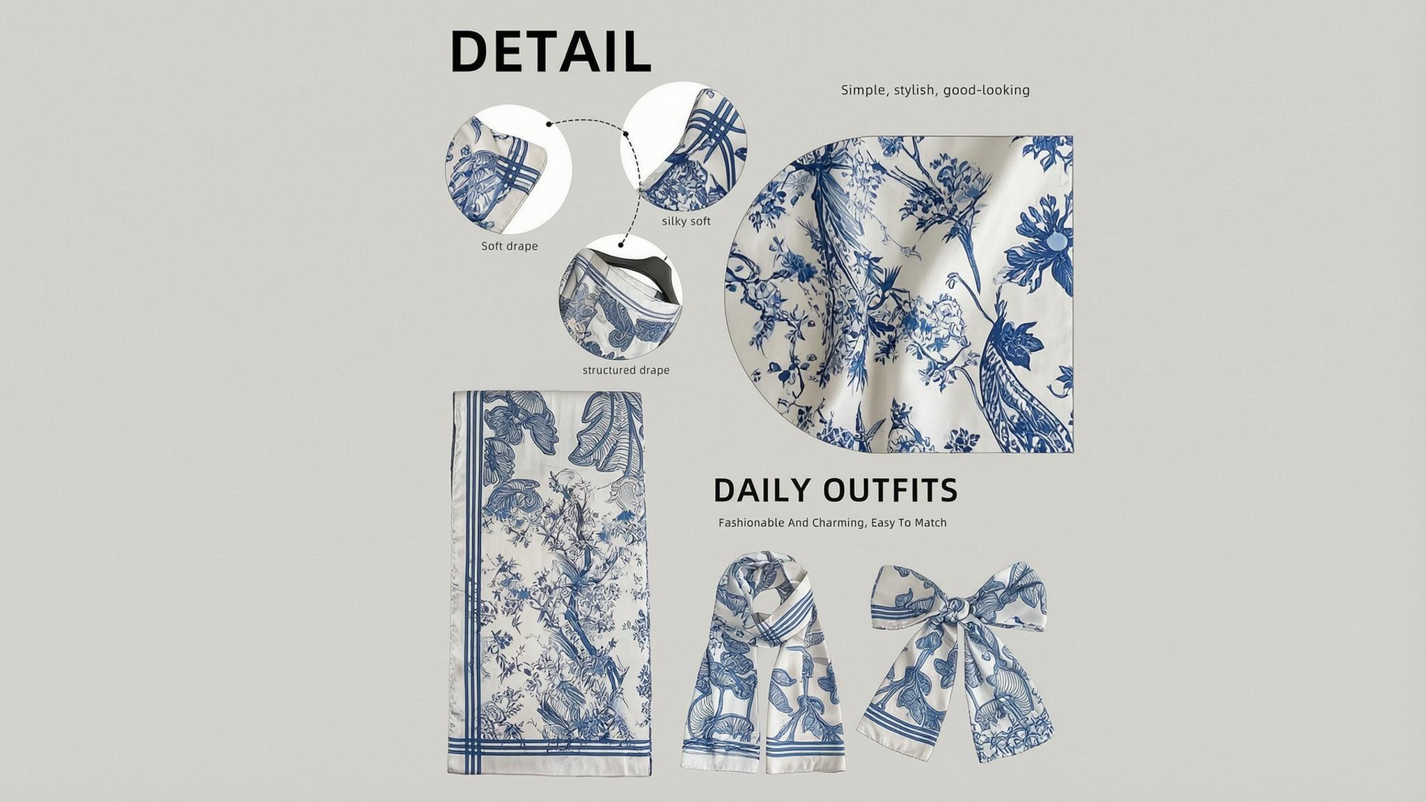 Women's Moomoo 2-Piece Cape Set with Scarf - Bohemian Floral Polyester Fibre Cover Up, Lightweight All-Seasons Beach Vacation Swimwear Accessory, Elegant Fashion Apparel
