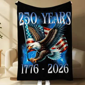 Usa Independence Day Blanket, Patriotic Eagle Flag Flannel Throw, Soft Comfortable Rug, Home Decor for Bedroom Sofa, Perfect Gift, Cozy Warm Blanket, Decorative Blanket