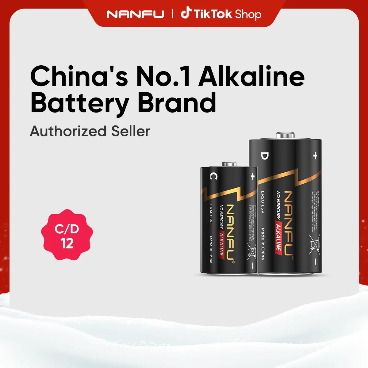 NANFU Alkaline C/D Batteries, 12-Count Pack, 1.5V High Capacity Replacement Batteries, Long-Lasting Single-Use Non-Rechargeable for Household & Office Devices, High Capacity Battery