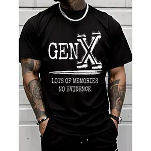 Men’s Letter Print T-Shirt, Short Sleeve Crew Neck Graphic Tee, Retro Typography Casual Top for Daily Wear, Street Fashion Style Shirt for Travel, Outdoor, Weekend and Everyday Use