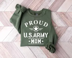 Proud Army Mom Sweatshirt, Soldier Mama Sweater, Army Family Crewneck, USA Army Mom Sweater, Gift For Mother