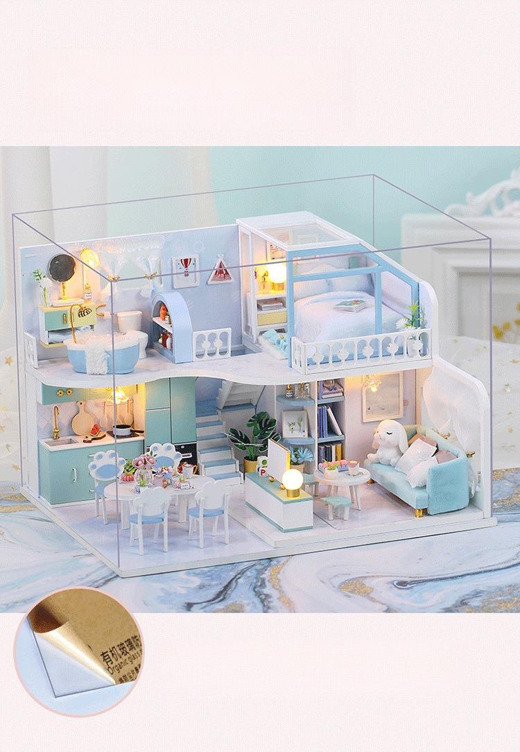 DIY Creative Attic Cottage — "Blue Serenity": A 3D Assembly Model. This makes for an exquisite birthday or holiday gift, as well as an ideal choice for crafting enthusiasts.