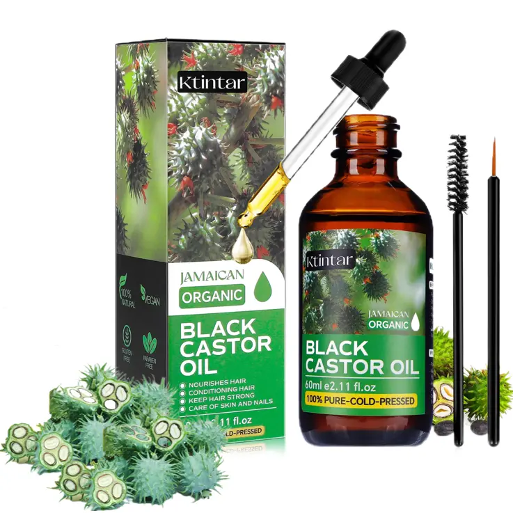 Ktintar Black Castor Oil 1/2/3 COUNT (60g / Count) - Natural Cold Pressed Castor Oil for Hair Growth, Eyebrow & Skin Care, Deeply Moisturizing