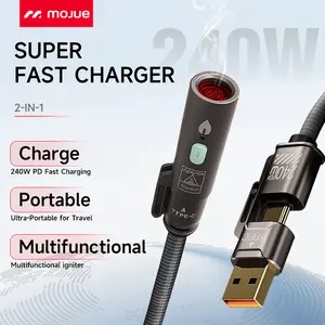 240W Coil Ignition Data Cable with USB-A/Lightning + Dual Type-C, 5FT Nylon Braided Data Cable, Can Quickly Charge MacBook, iPhone16/15/14/13, Android and so on, 480Mbps data transmission