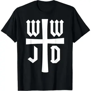 WWJD - What Would Jesus Do - Christian Faith - Inspirational T-Shirt Pure Cotton Graphic Tees Menswear Top: Gifts for Men & Women