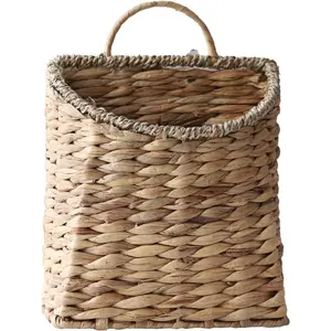 Woven  Basket Water Hyacinth  Wall Basket Wicker  Baskets for Garden Farmhouse  (Seagrass mouth)