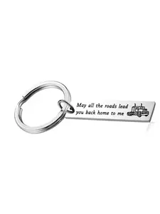 Truck Driver Key Chain May All The Roads Lead You Back Home To Me Keychain Long Distance Gift For Trucker Wife,Husband,Mom Road Trip Key Accessories
