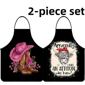 Mother's Day Gift Apron Set,2-piece Set Polyester Apron for Women,Spanish Word Aprons,Funny Mexican Style Cooking Apron, Kitchen&Cleaning Essential,Cleaning Tool,Nails Design Tool,World Cup