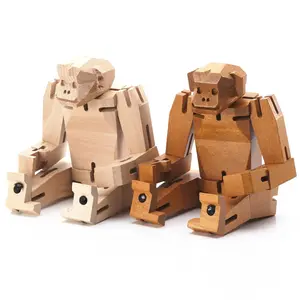 Modern Wooden Monkey Decor – Interactive Puzzle & Art Piece