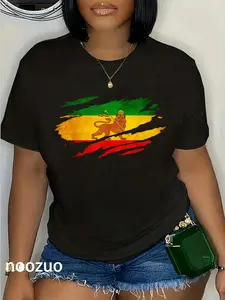 100% Cotton Vintage Old Ethiopia Flag shirt Lion Judah Rasta Reggae T-Shirt