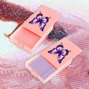 4Pcs Diamond Painting Tray Diamond Painting Beads Sorting Tray with Lid Rhinestone Organizer Plate with Sppon & Brush for Adults