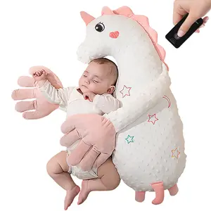 🦕 Baby Bionic Soothing Sleep Pillow & Infant Soothing Toy | Simulates Mom's Palm | Calms Fussy Babies & Relieves Hiccups | Soft Pillow for Newborn | Perfect Newborn Gift & Festival Gift (Dinosaur & Unicorn) ﻿