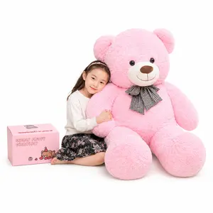 CHUBBYJOY Giant Teddy Bear Stuffed Animal, 43" 47" 55" Large Plush Teddy Bear with Checkered Bow Tie, Soft PP Cotton Filled Bear for Hugging Bedroom Sofa Decor,Teddy Bear Birthday Gift