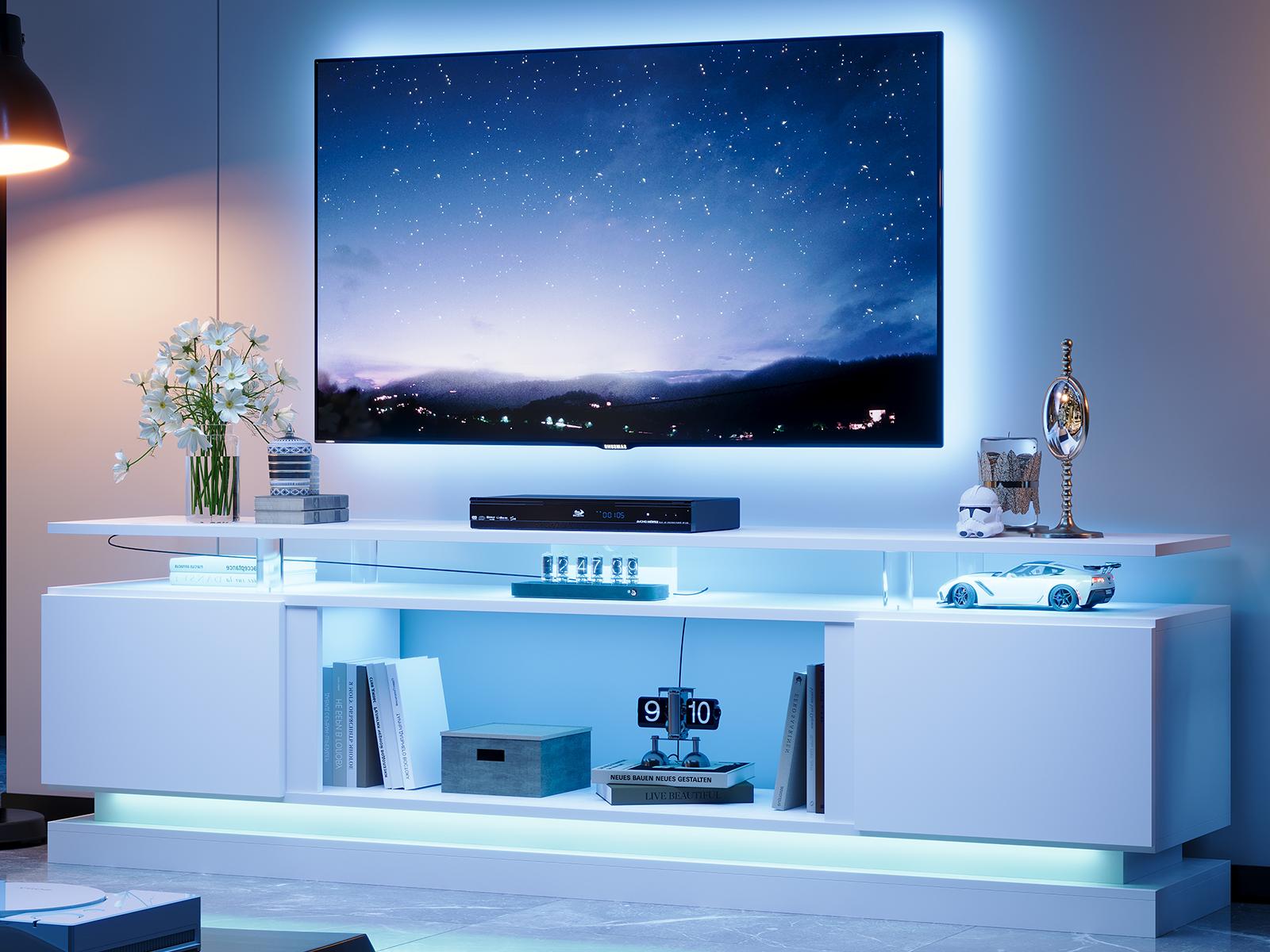 【TV STAND ONLY】oneinmil 70 Inch White TV Stand, Modern Entertainment Center with Storage, Media Console for Living Room&Bedroom circle dinner table coffee rectangular wooden cookie lounge sofa side couch pantry cabinet Bathroom Adjustable Tall square 【TV STAND ONLY】oneinmil 70 Inch White TV Stand, Modern Entertainment Center with Storage, Media Console for Living Room&Bedroom circle dinner table coffee rectangular wooden cookie lounge sofa side couch pantry cabinet Bathroom Adjustable Tall square