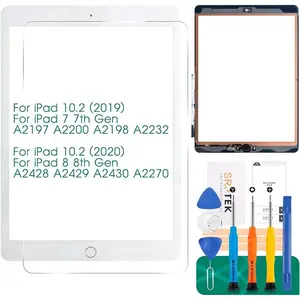 for iPad 7 7th Gen Touch Screen for iPad 8 8th Gen Screen Replacement for iPad 10.2 2019 Digitizer A2197 A2200 A2198 A2232 10.2 2020 A2428 A2429 A2270 A2430 (with Home Button) (White)