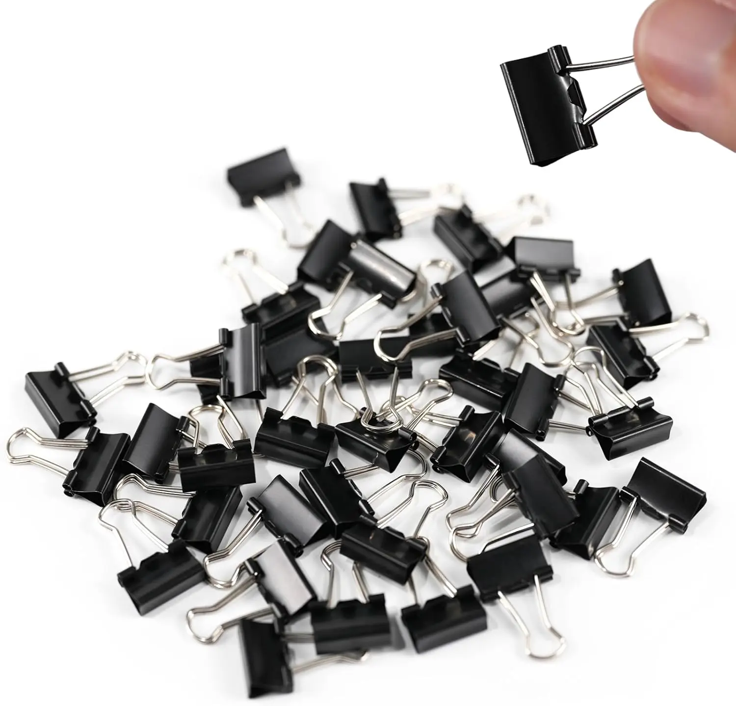 40Pcs 5/8 inch(15mm) Reusable Mini Binder Clips, Tempered Steel Spring-Tight Black Paper Clamps, Long-Lasting Office Stationery for Organizing Documents & Home Crafts