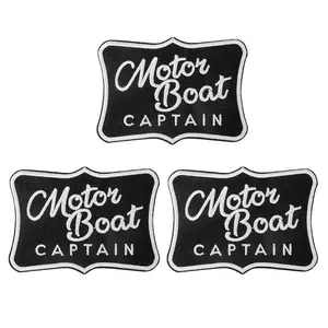 3 Pieces "Motorcycle Boat Captain" Letter Pattern Embroidered Patches with Backing Adhesive for Iron on / Sewing, Suitable for Clothing, Backpacks, Jackets, Hats Decoration Appliques, Slogan Graphic Heat Transfer Sticker Patch Embroidery Accessory summerv