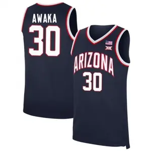 Navy #30 Awaka Arizona Style Basketball Jersey, College Basketball Fan Jersey, Breathable Mesh Sleeveless Tank, Game Day Shirt Gift