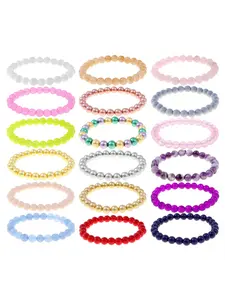 Multicolored mixed-color stone elastic thread handcrafted bead bracelet for ladies for daily wear