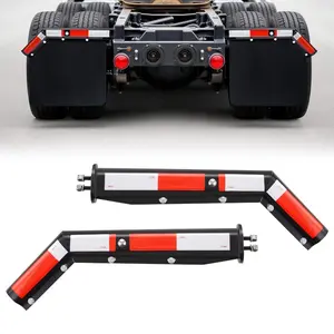 VEVOR Angled Spring Loaded Mud Flap Hangers, 1-1/8 Bolt Spacing Mudflap Hangers for Semi Trucks, 1 Pair Heavy Duty Semi Truck Mud Flap Hanger Set with Reflective Strips, Black