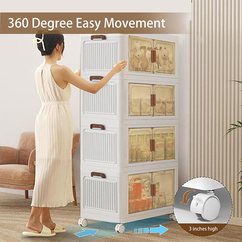 50cm-2/3/4/5 layers Foldable Storage Bin - Large Capacity, Stackable Organizer for Clothes, Toys, Books & More - Easy Setup, No Assembly Required - For Home Organization - Suitable for Bedroom & Living Room - Great Gift for Housewarming