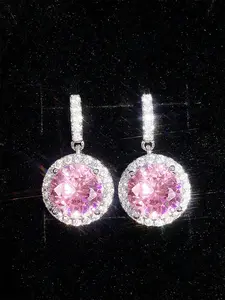 1 Pair Classical Pink Cubic Zirconia Drop Earrings Classic Style Earrings For Women For Wedding Anniversary Engagement Party Jewelry Valentine's Day Gift