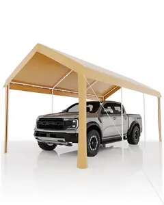10X20 FT Carport Canopy, Portable Car Tent Garage with Roll-Up Door, All-Season Tarp Cover, Removable Side Walls, Outdoor Storage Shed,Yellow