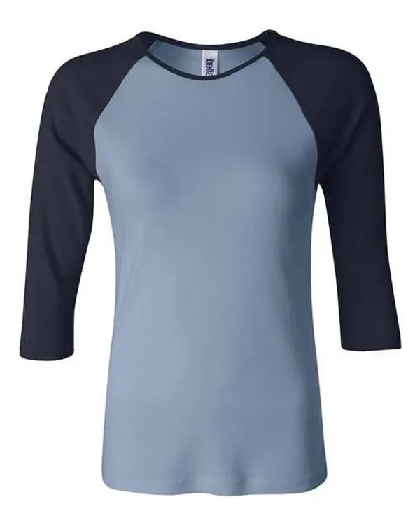 BELLA + CANVAS - Women’s 1X1 Baby Rib Raglan Three-Quarter Sleeve Tee - 2000
