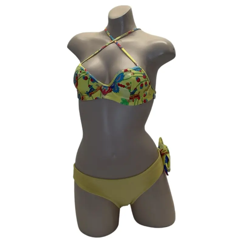Recco Brazilian Yellow Floral High Waist Underwire Bikini Set