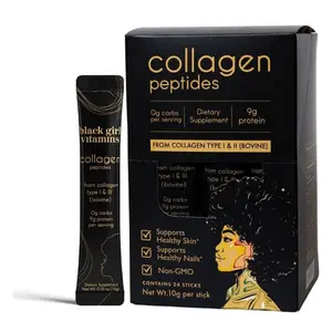Black Girl Vitamins Collagen Stick Packs – Collagen Type I & III Supplement for Hair, Skin & Nails – Unflavored Collagen Protein Powder – 9g Protein, 0g Carbs – 24 Pack