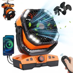 WESTTREE  2026 Upgraded Camping Fan, 20000mAh Rechargeable Fan with LED Lights & 270° Pivot, Remote Control Shaking Head Desk Fan for Tent Travel Home Multifunction Outdoor Activities