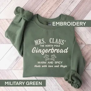 Embroidered Gingerbread Sweatshirt, Christmas Crewneck, Christmas Sweatshirts For Women, Women Holiday Sweater, Xmas Gift,