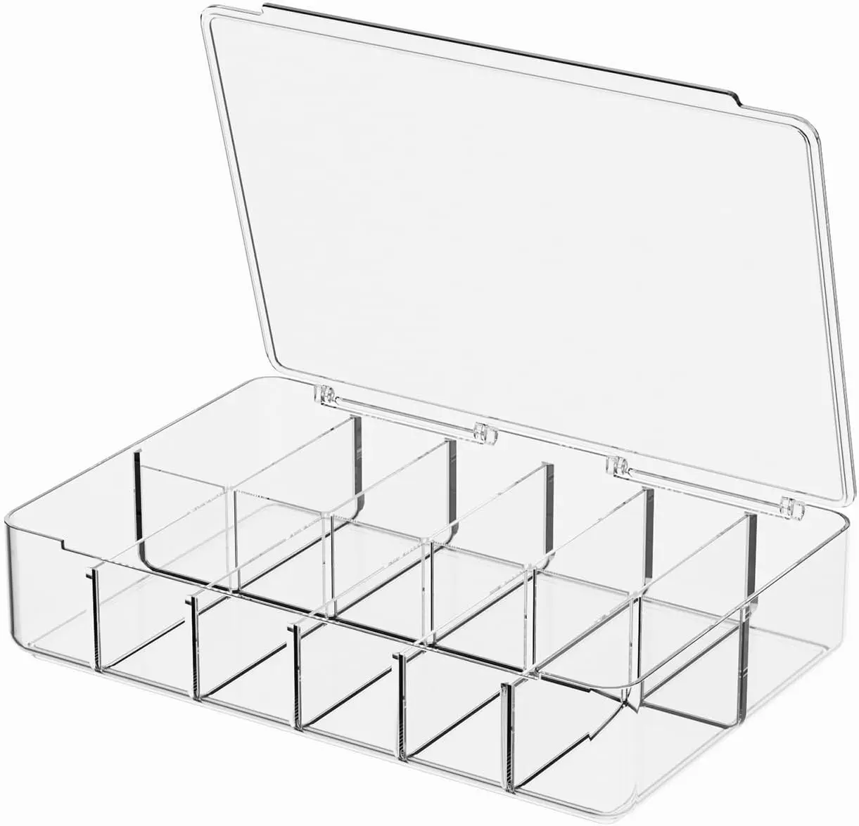 Clear Acrylic Makeup Organizer with Cover - 12 Compartments Cosmetic and Jewelry Organizer for Vanity and Desk Storage
