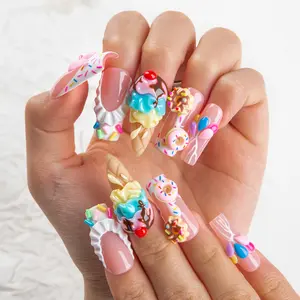 Lovful NEW DROP Collection Handmade Acrylic Press On Nails 10PCS Reusable Salon Quality 3D Flower Rhinestones for Flawless Long Lasting Look Manicure