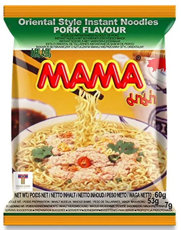 MAMA Savory Artificial Pork Flavor Instant Noodles Pack - Dried Noodles, Instant Ramen, Pantry Staple Food Item