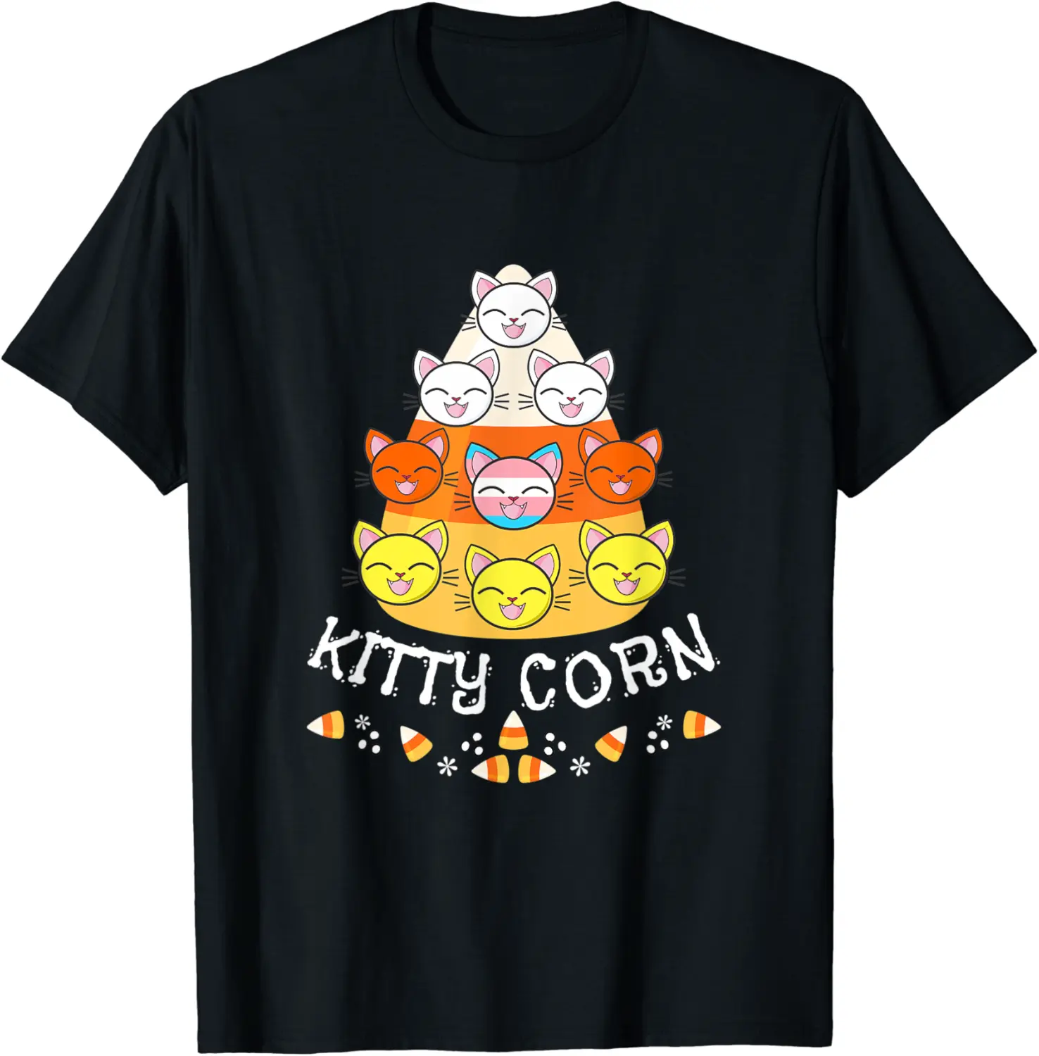 LGBTQ Transgender Halloween Fall Cat Candy Corn Kitty Corn T-Shirt - Gabriellef Shop NVYB0B9HTHSBQ