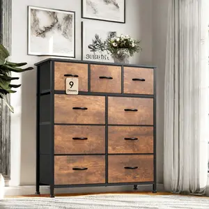 9-Drawer Dressing Table for Home Use, Fabric High Dressing Table and Drawer Cabinet Storage Unit, Storage Tower for Bedroom, Living Room, Hallway, Wardrobe, Girl's Bedroom Furniture, Storage Dressing Table, Storage Box Cabinet, Storage Rack