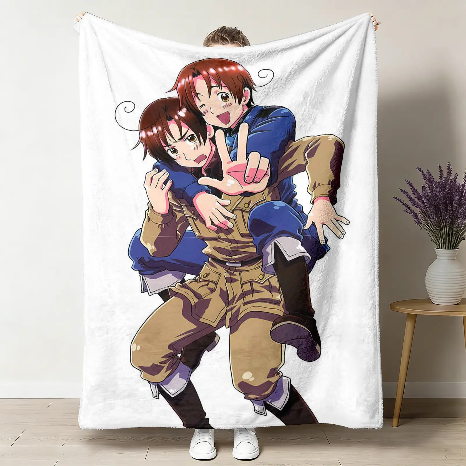 New Hetalia Character Theme Flannel Plush Cozy Throw Blanket - Lightweight, Soft Fluff Cartoon Theme Throw, Multifunctional All-Season Travel Accessory, Thoughtful Gift for Children, Character Theme Throws