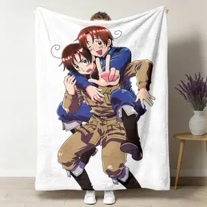 New models Flannel cartoon style ,This Hetalia-themed flannel blanket is fun, super soft, and warm, making it a delightful gift.Throw Blankets Anime Travel Blanket for All Seasons,It is an excellent gift for children,Comfortable singer virgin mary worm