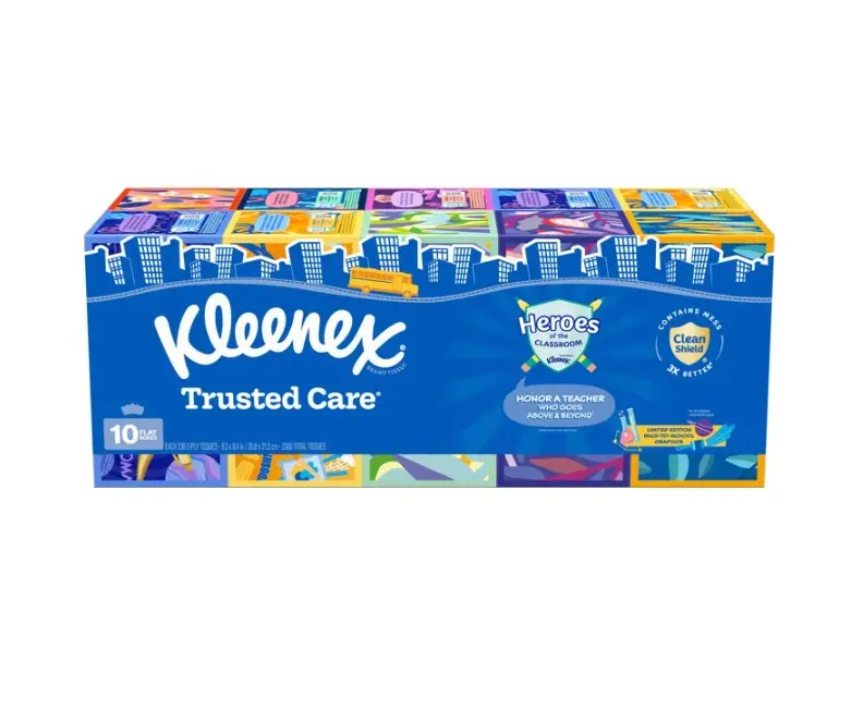 Kleenex Trusted Care Facial Tissue Napkin, 2-Ply, 230 Tissues per Box, 10-Pack for Daily Use