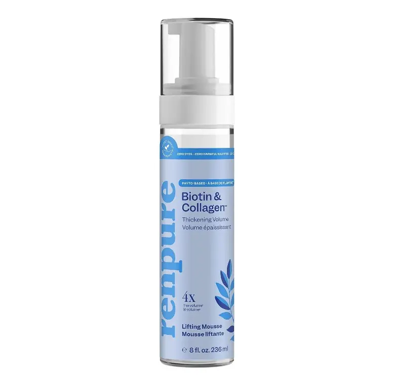 Renpure Biotin & Collagen Thickening Volume Lifting Mousse – Lightweight, Non-Sticky Foam for Fuller, Thicker-Looking Hair – Volume Up to 48HR – Plant-Based, Vegan Formula – 8 Fl Oz