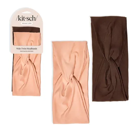 Kitsch Rosewood Wide Twist Headbands 2pc Set