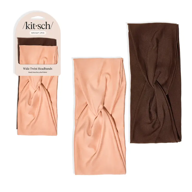 Kitsch Rosewood Wide Twist Headbands 2pc Set
