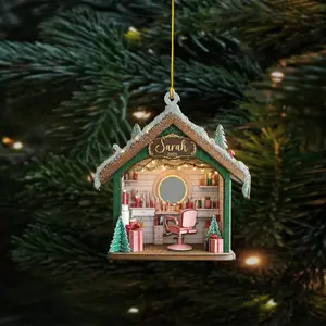 Personalized Salon Ornament 2025, Hair Stylist Christmas Decor, Makeup Artist Gift Idea, Custom Hairdresser Booth Xmas Ornament