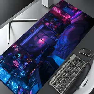 Galaxy Neon Space Design Large Gaming Mouse Pad,Aesthetic Desktop Drotection Pad,Washable Rubber Pad Non-Slip Lock Edge Multi-Size Mouse Pad Suitable For Home Office,Good Gift for Family and friends