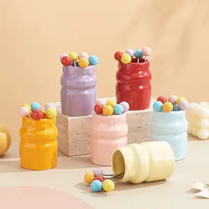 Style Ceramic Fruit Fork Storage Jar, High Temperature Glazed, Charity Afternoon Tea Set, Dessert Forks, Fruit Fork Kit, Dinnerware Sets