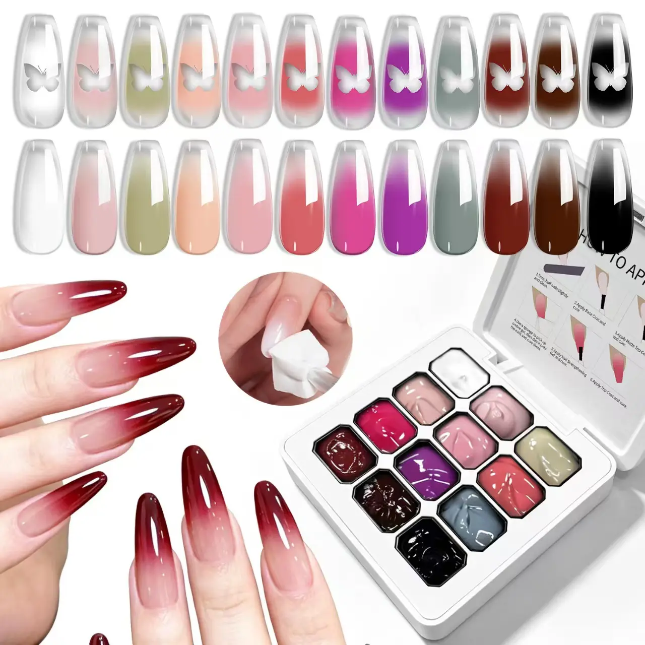 2026 New Macaron Pastel Solid Gel Palette - 12-Grid High Saturation Pigment Patting Painting Gel, Smooth Silky Easy-Blend Gradient Smudge Nail Polish, DIY Manicure Salon Supplies for Manicures
