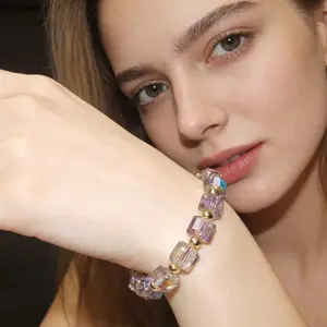 Aurora Crystal Bracelet - High-Quality Beads Elastic Design Fits Most Wrists Hypoallergenic Stackable with Other Bracelets for European & American Parties