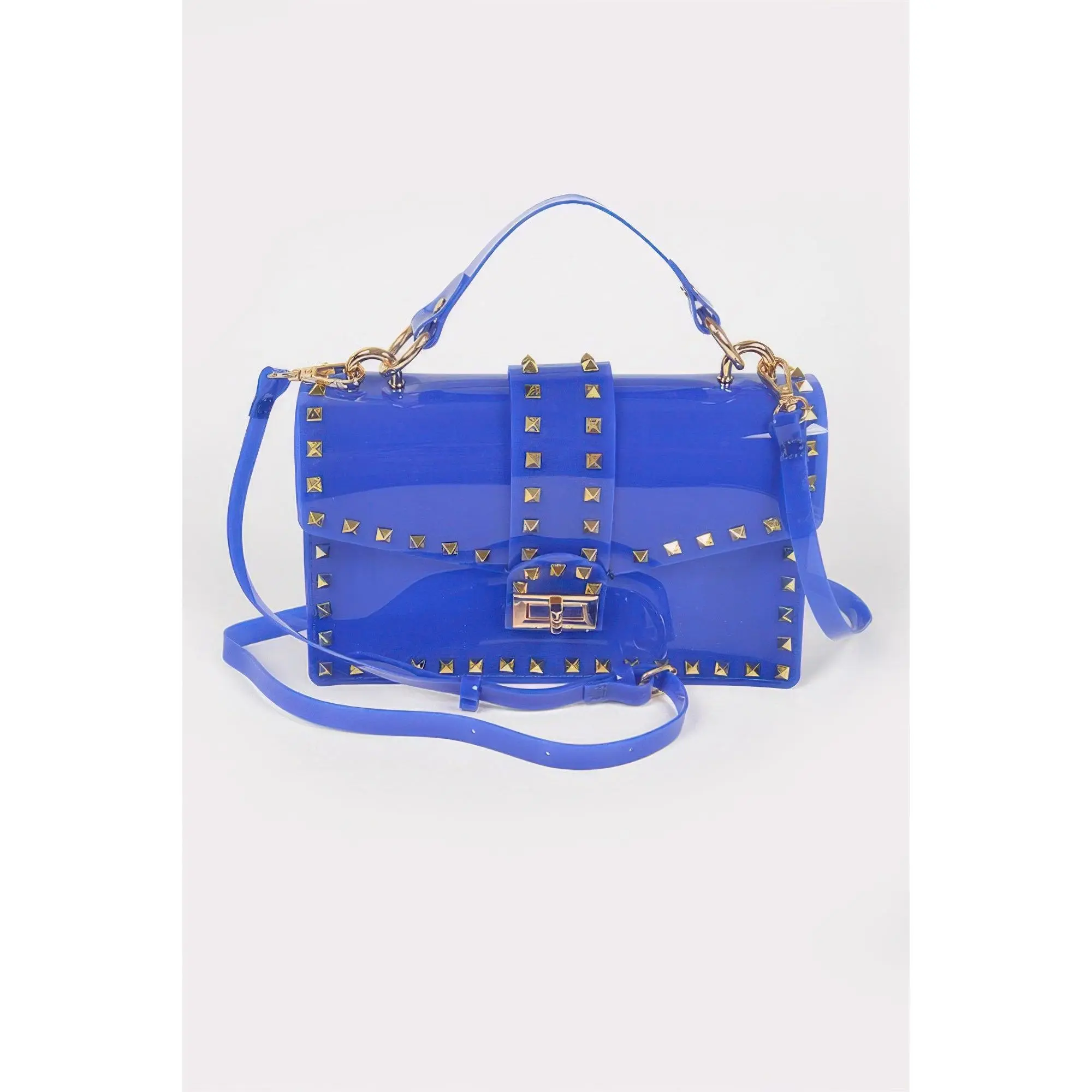 Studded Colorful Transparent Clutch