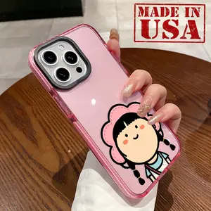 Phone Case for iPhone 16 Plus 15 Pro Max 14 13 12 11 Pink Hijab Girl Pattern Non-Yellowing Shockproof Soft Silicone Transparent Cover